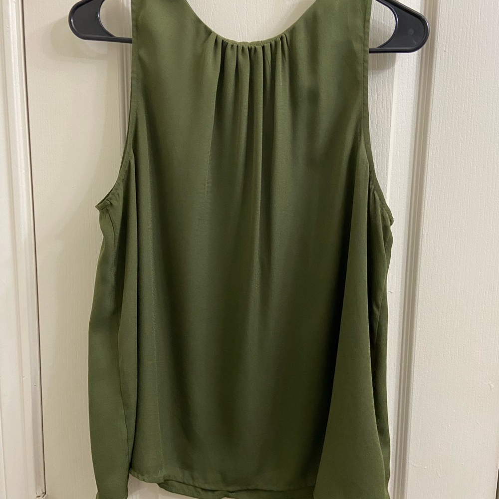 Green Pleated Sleeveless Blouse